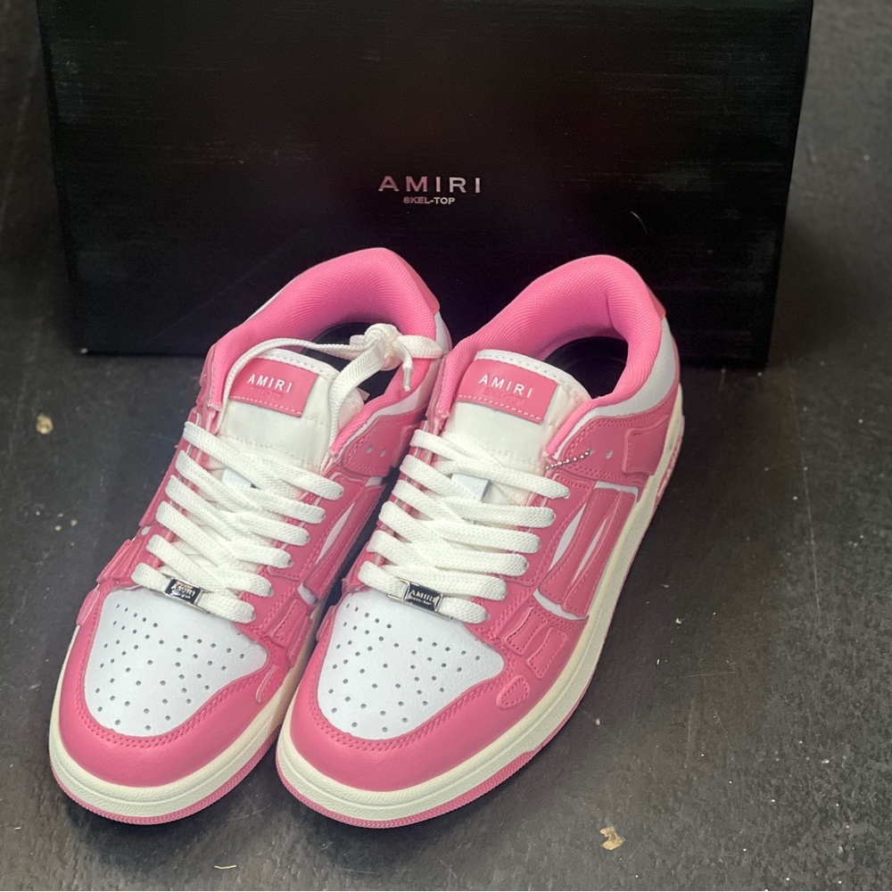 AMIRI Women’s Skel Top Low White Pink Sneakers